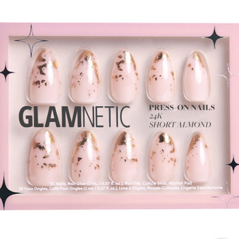 Glamnetic 24K Almond Press-On Nails with Gold Flakes